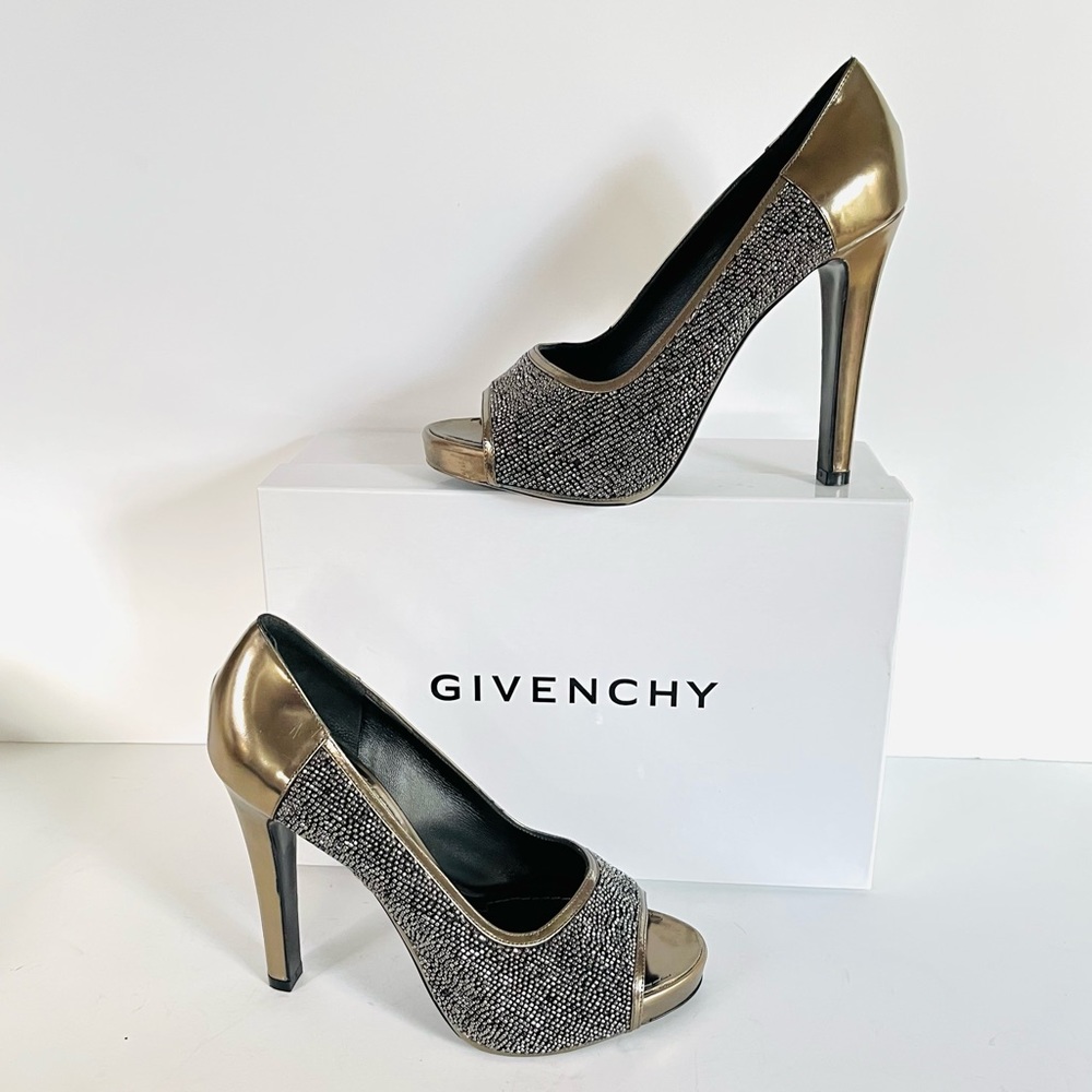 Givenchy metallic green gold gray heels size 37.5 - Picture 1 of 13